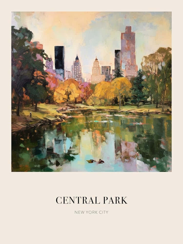 Central Park New York City  2 Vintage Cezanne Inspired Poster