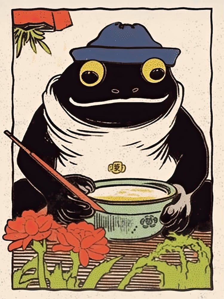 Frog Eating Ramen,  Matsumoto Hoji Inspired Japanese 1