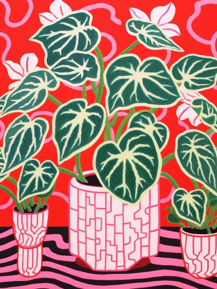 Pink And Red Plant Illustration Fittonia White Anne 2