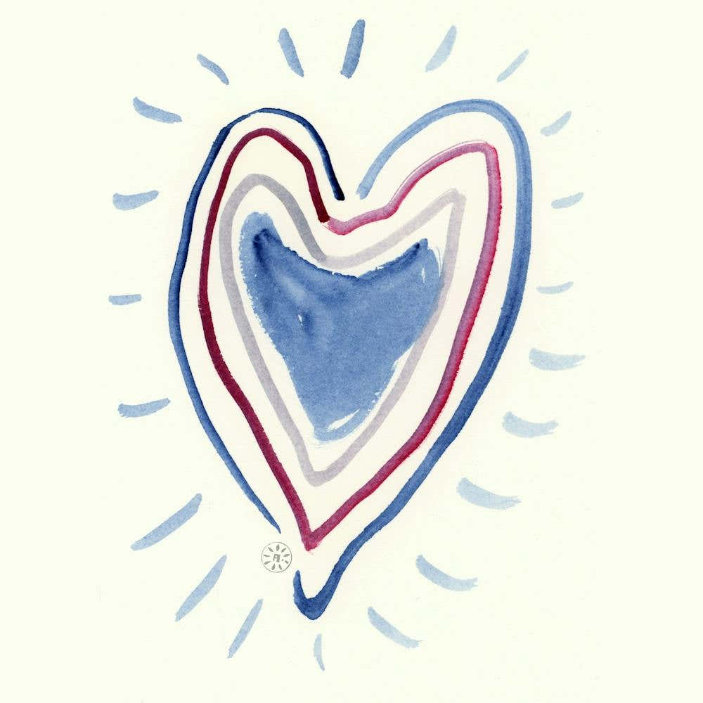 Joy Of Love - square minimal watercolor heart romance white ivory