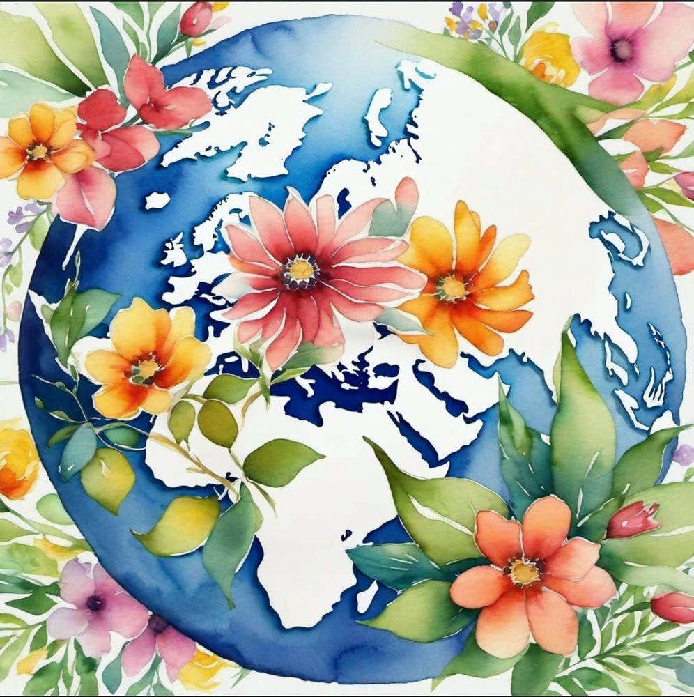 Earth With Flowers 1