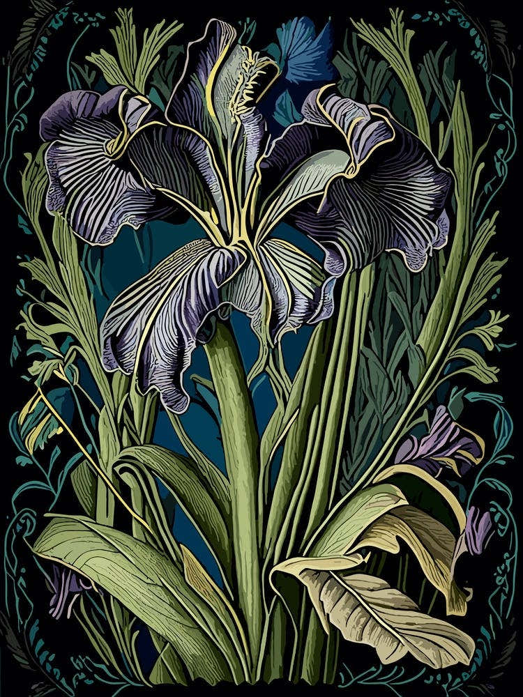Iris Wildflower Vintage Botanical