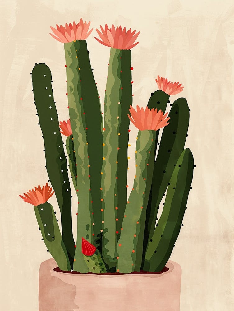 Christmas Cactus Plant Minimalist Illustration 7