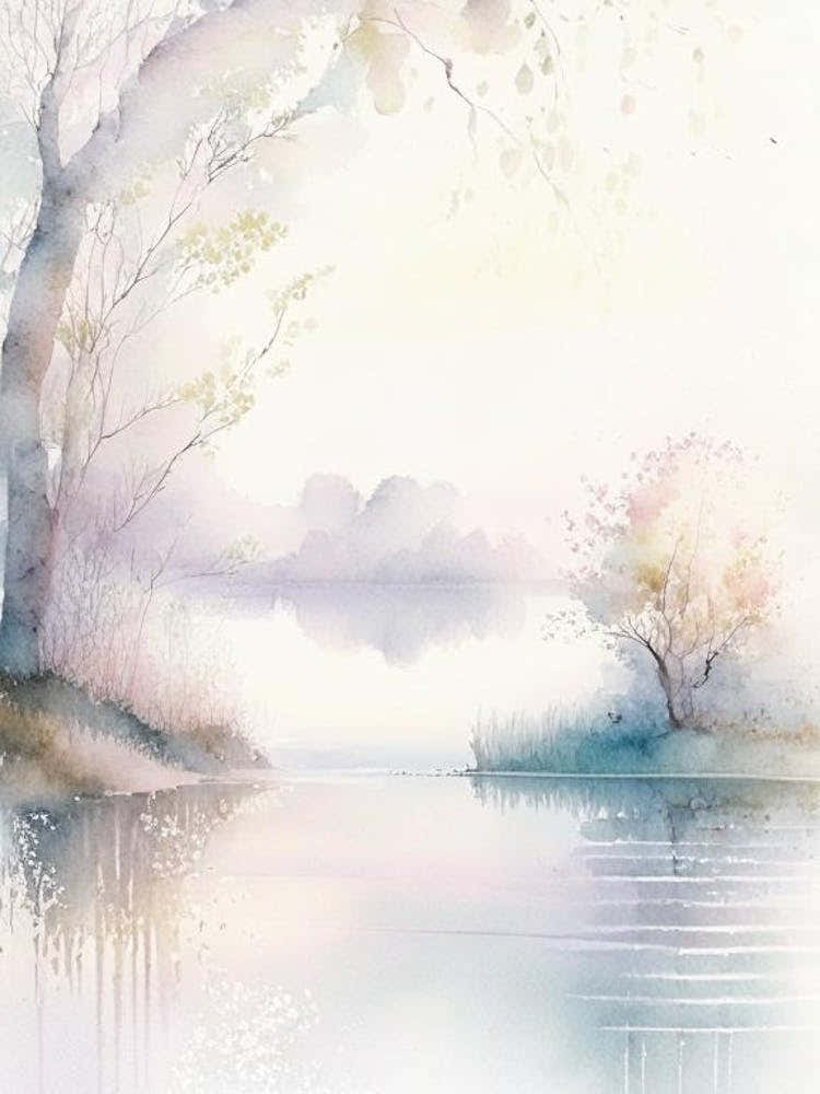 Lake Waterscape Gouache 1