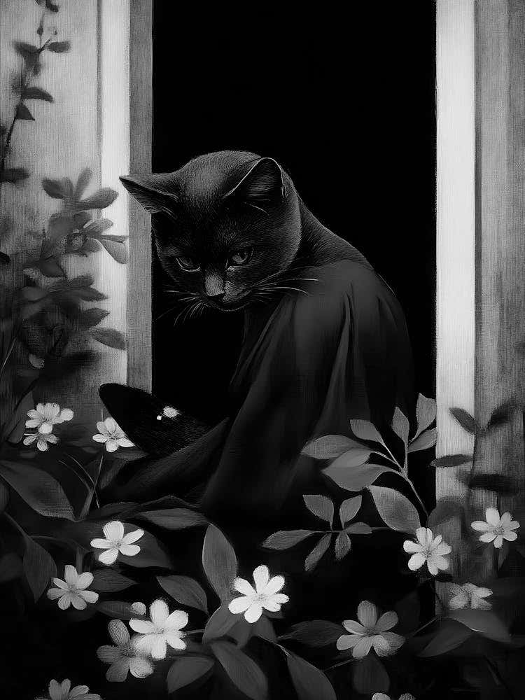 Black Cat In The Window