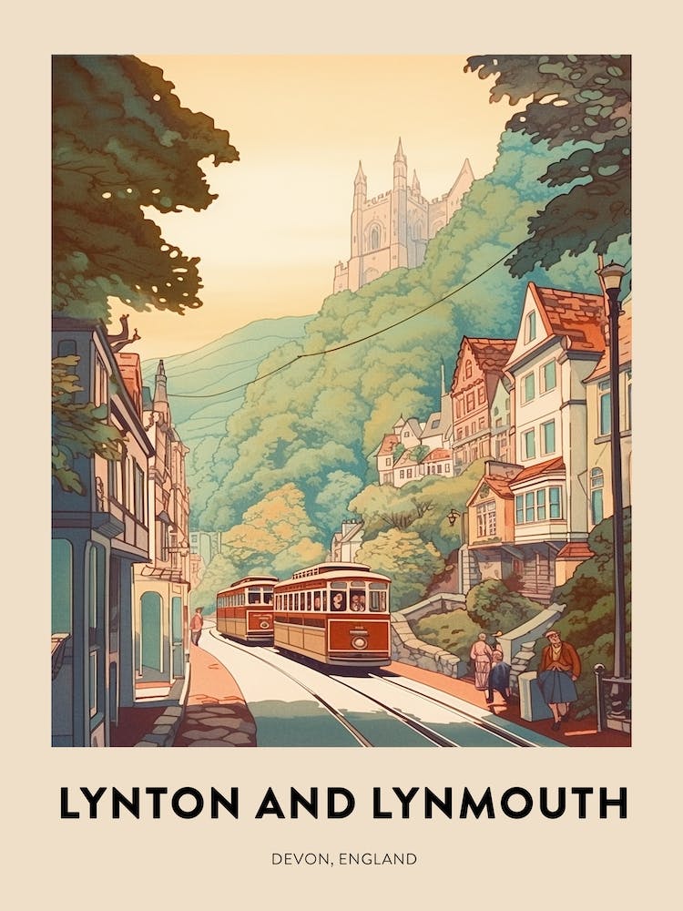 Devon Vintage Travel Poster Lynton And Lynmouth 4