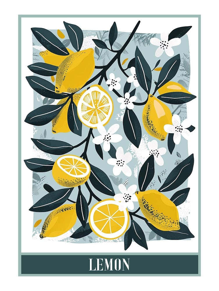 Lemon Tree Flat Illustration 7 Poster