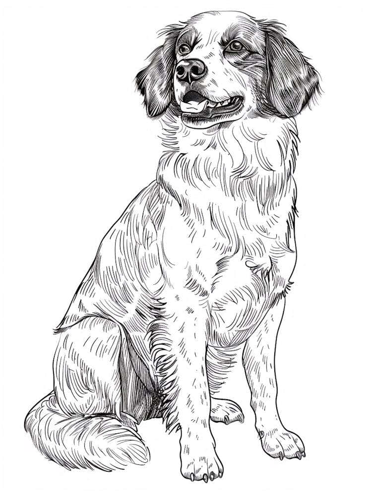 Black & White Dog Line Drawing 1