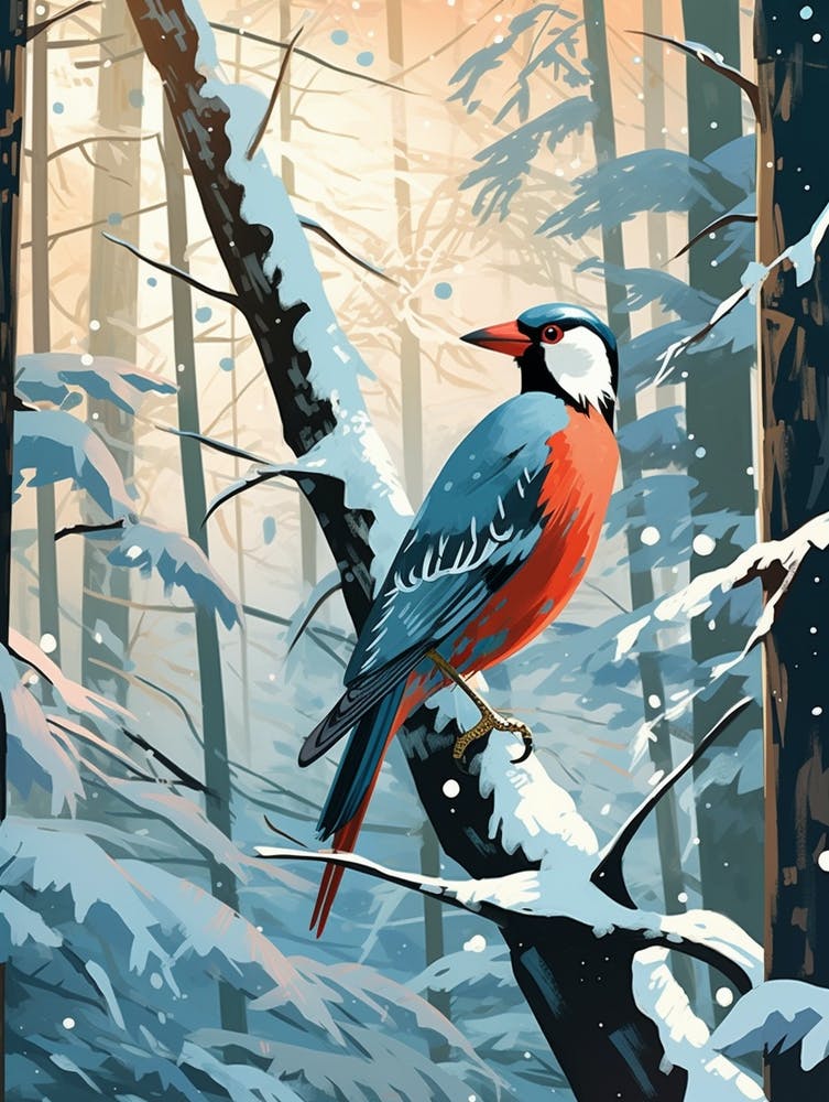 Winter Woodpecker 2 Illustration