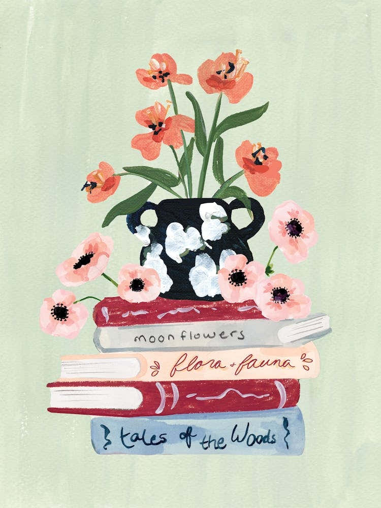 Still Life with Books and Flowers