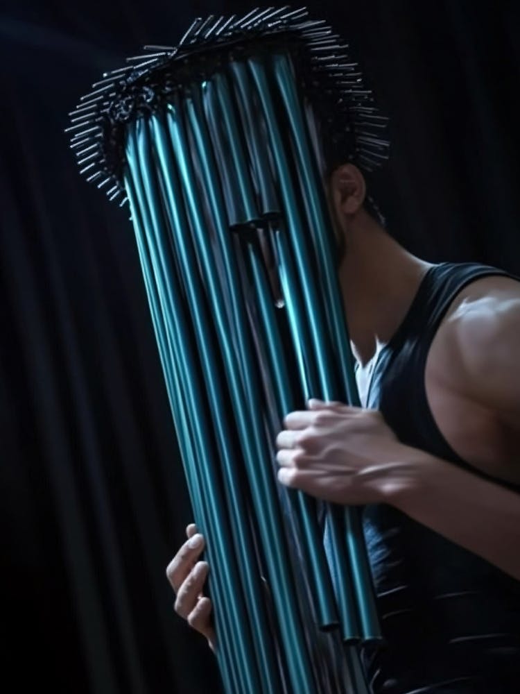 Man Holding A Pole