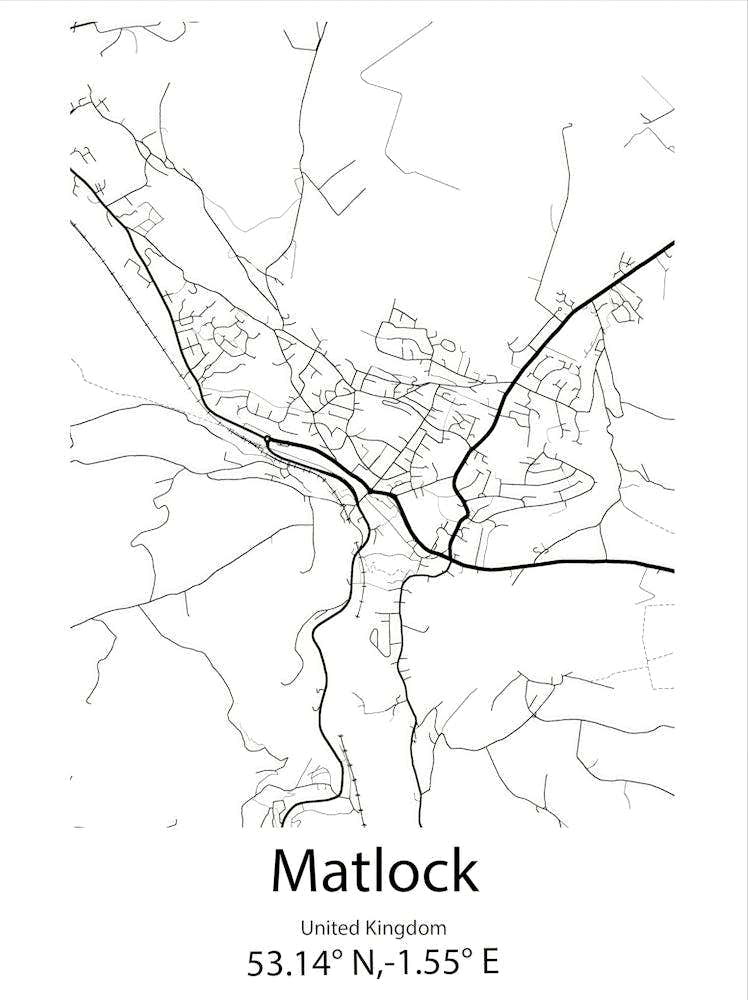 Matlock,United Kingdom Minimalist Map