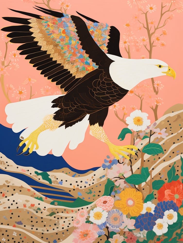 Maximalist Bird Painting Bald Eagle 2