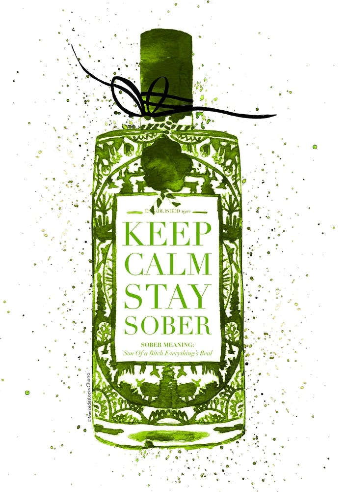Keep Calm Stay Sober Green Bottle