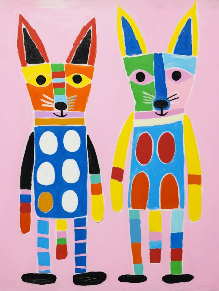 Colourful Kids Animal Art Jackal 2