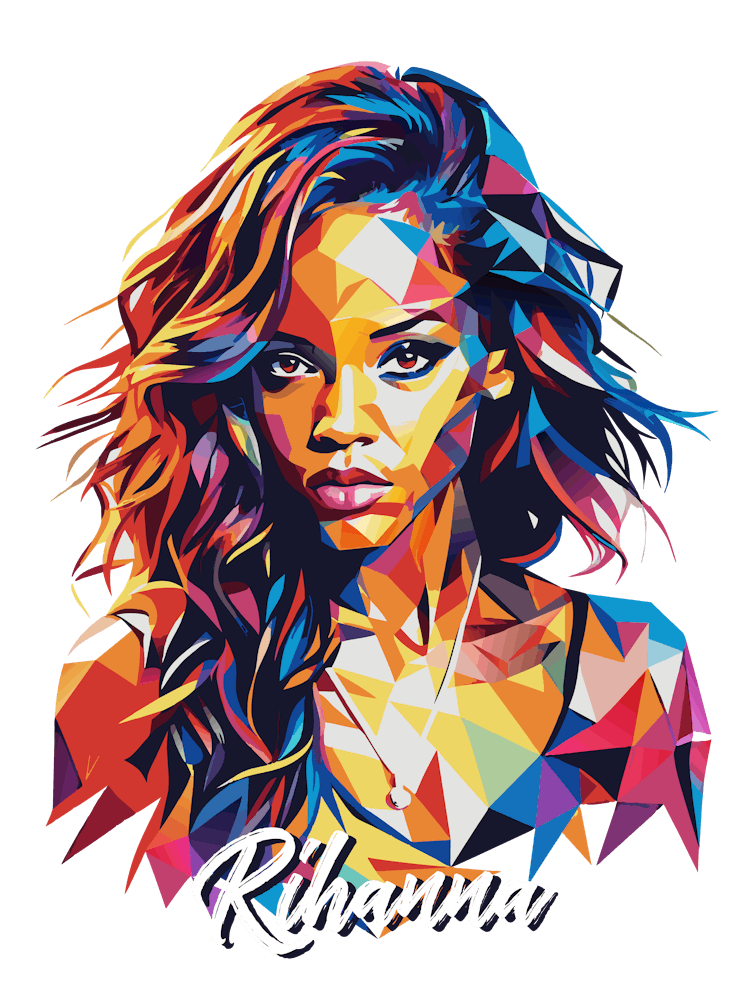 Rihanna 01 Portrait Music Icon WPAP Pop Art Style – Fy!