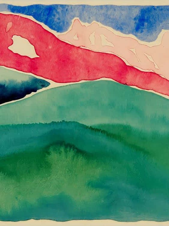 Georgia O'Keeffe - Pink and Green Mountain, 1917