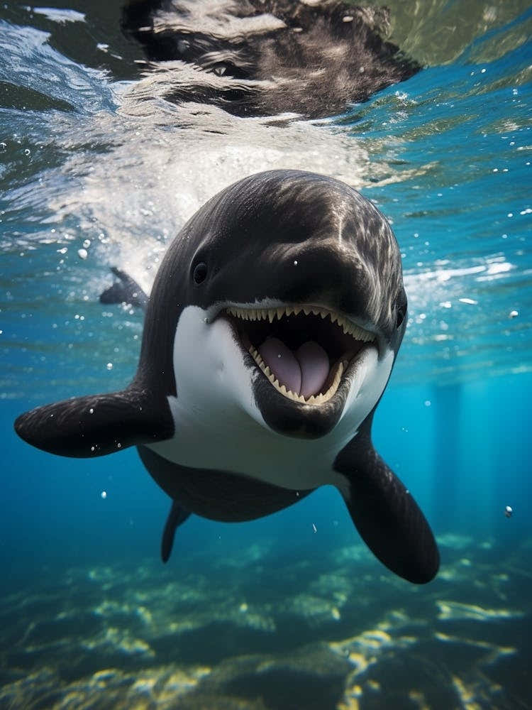 Realistic Photography Of Baby Orca Whale Smiling 3