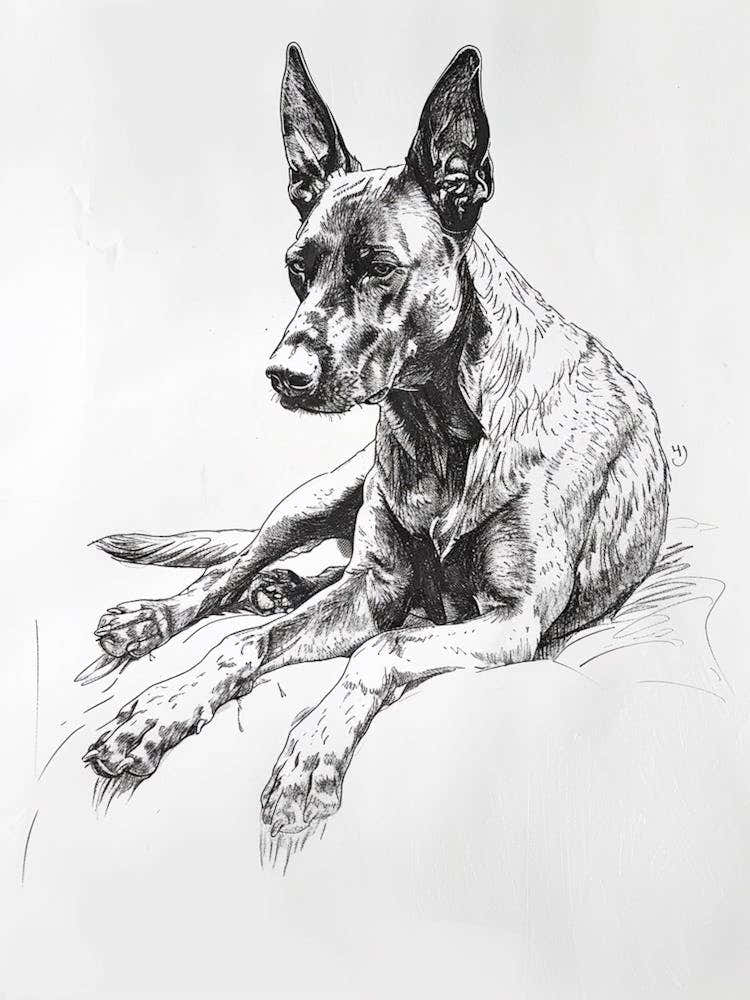German Shepherd Dog Line Drawing Sketch 1