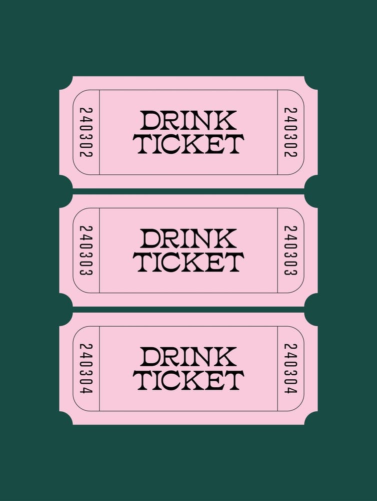 Teal And Pink Drink Ticket