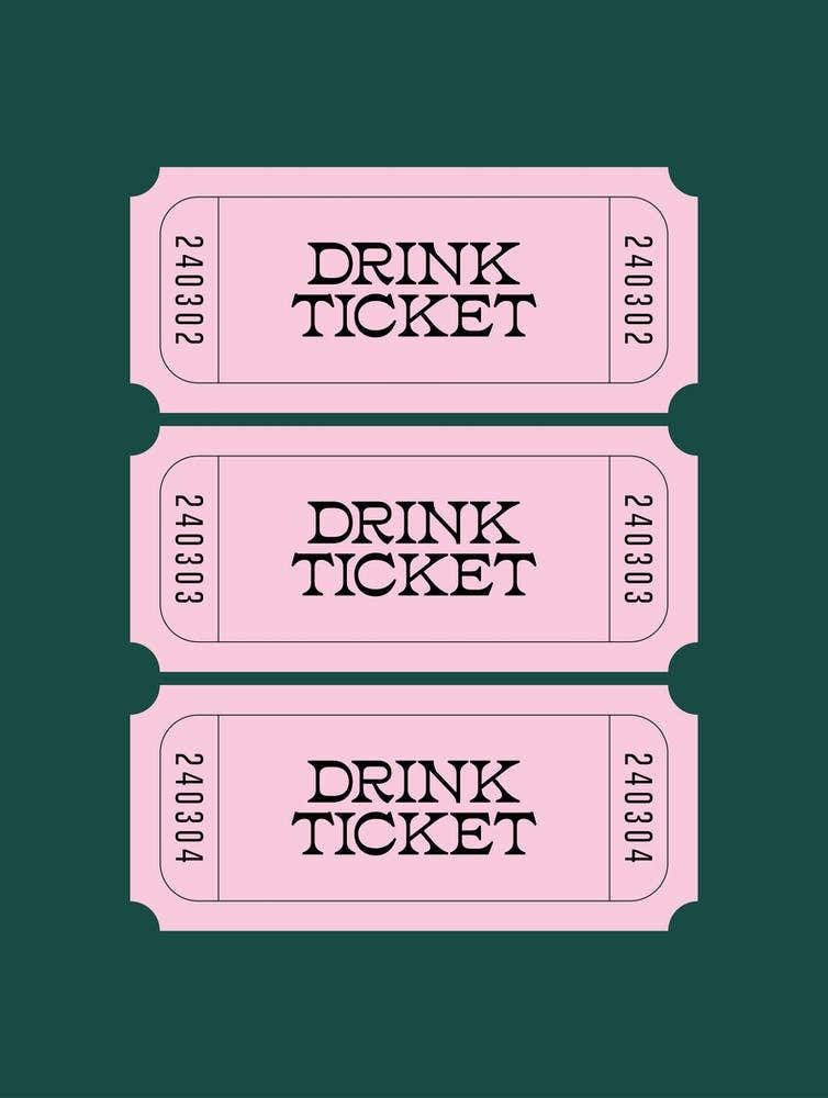 Teal And Pink Drink Ticket