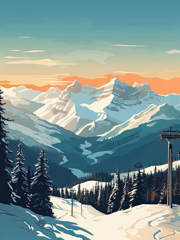 Banff Sunshine Village   Alberta, Canada   Colorado, Usa, Ski Resort Illustration 0 Simple Style