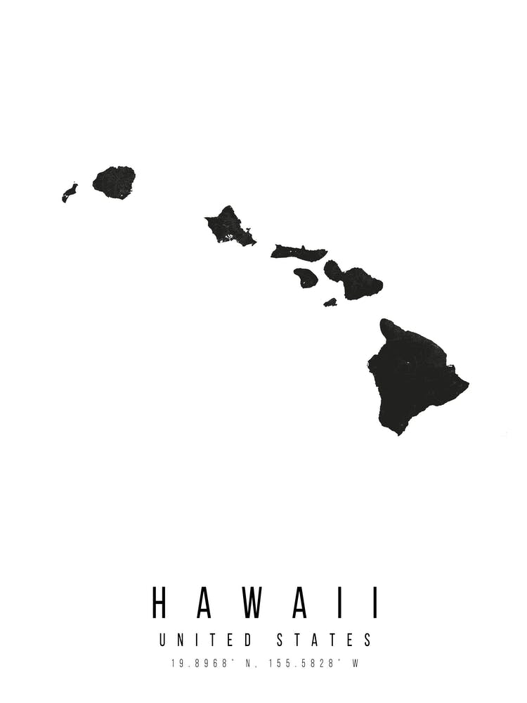 Hawaii Mono Black And White State