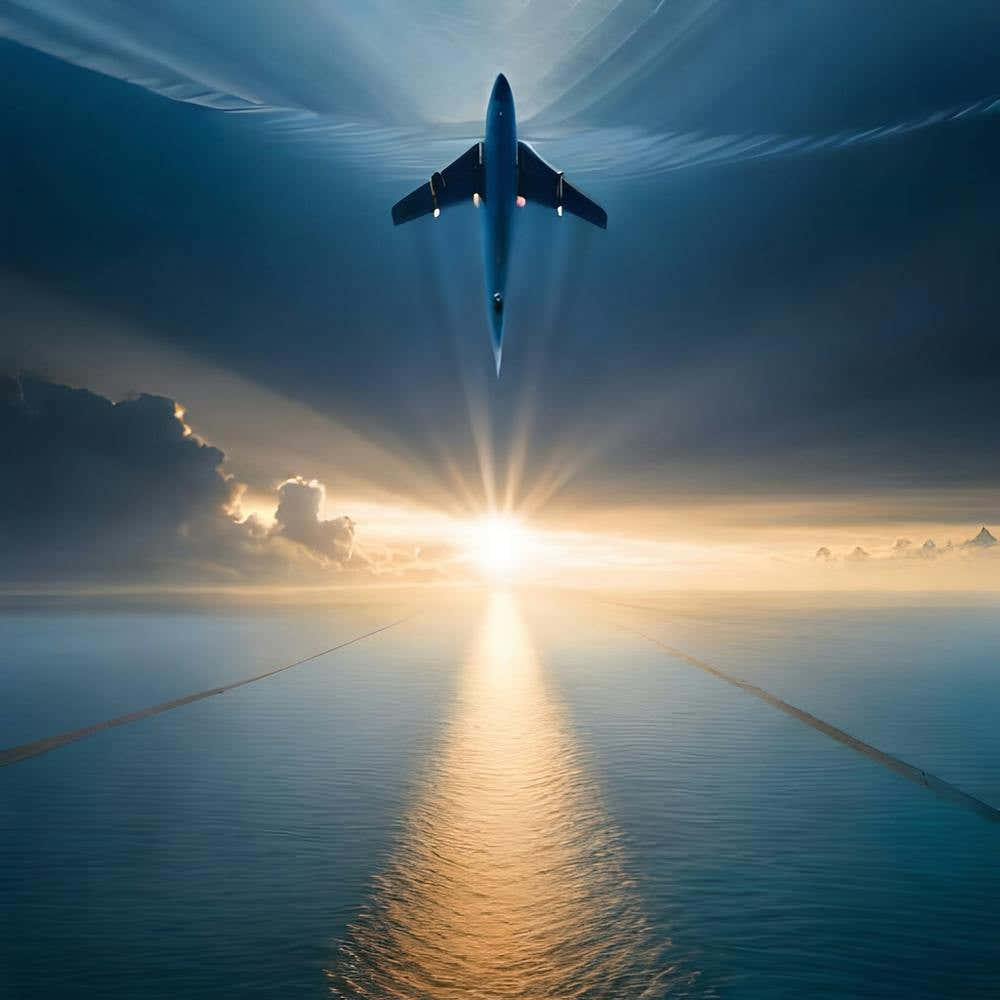 Airplane Flying Over The Ocean