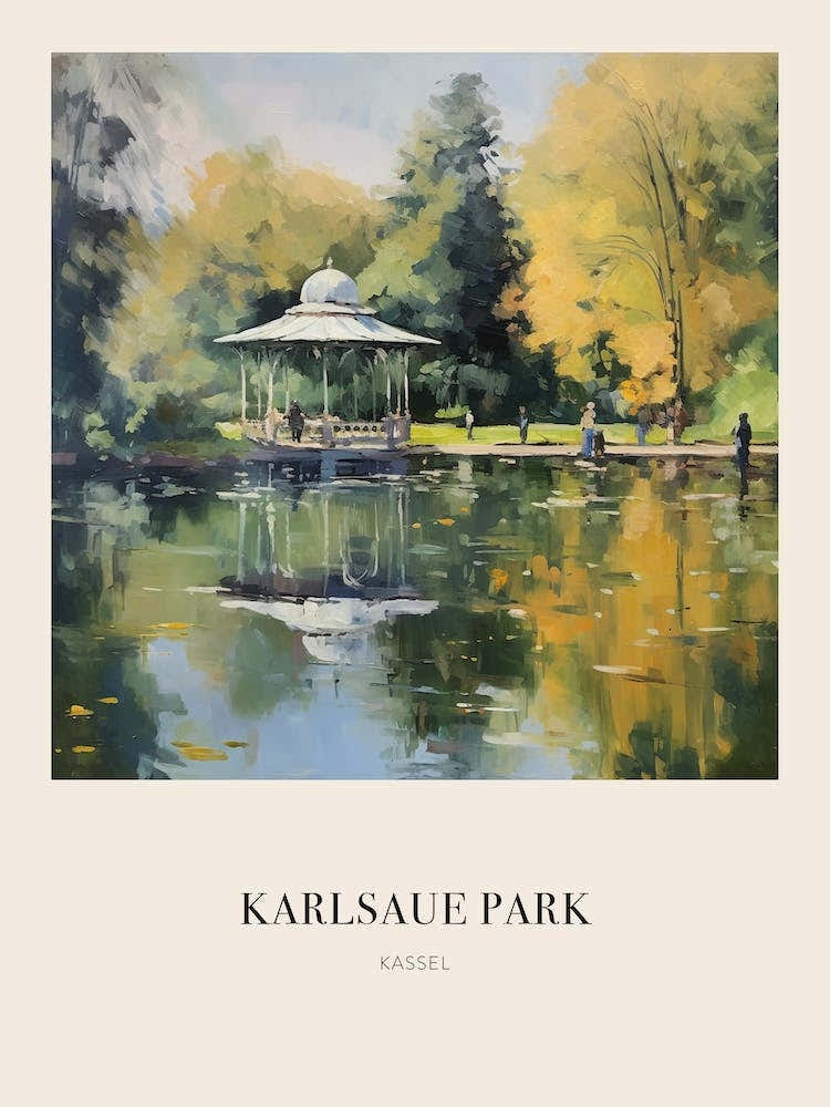 Karlsaue Park Kassel Vintage Cezanne Inspired Poster