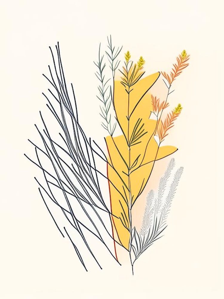 Ephedra Spices And Herbs Minimal Line Drawing 1