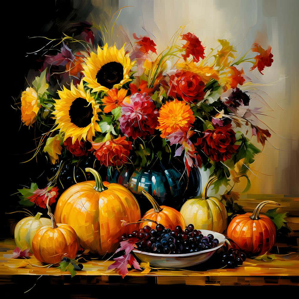 Autumn Blooms And Pumpkin Dreams