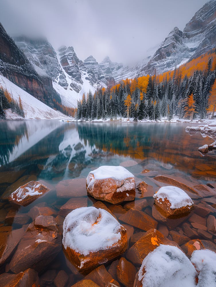 Winter Lake In Banff National Park