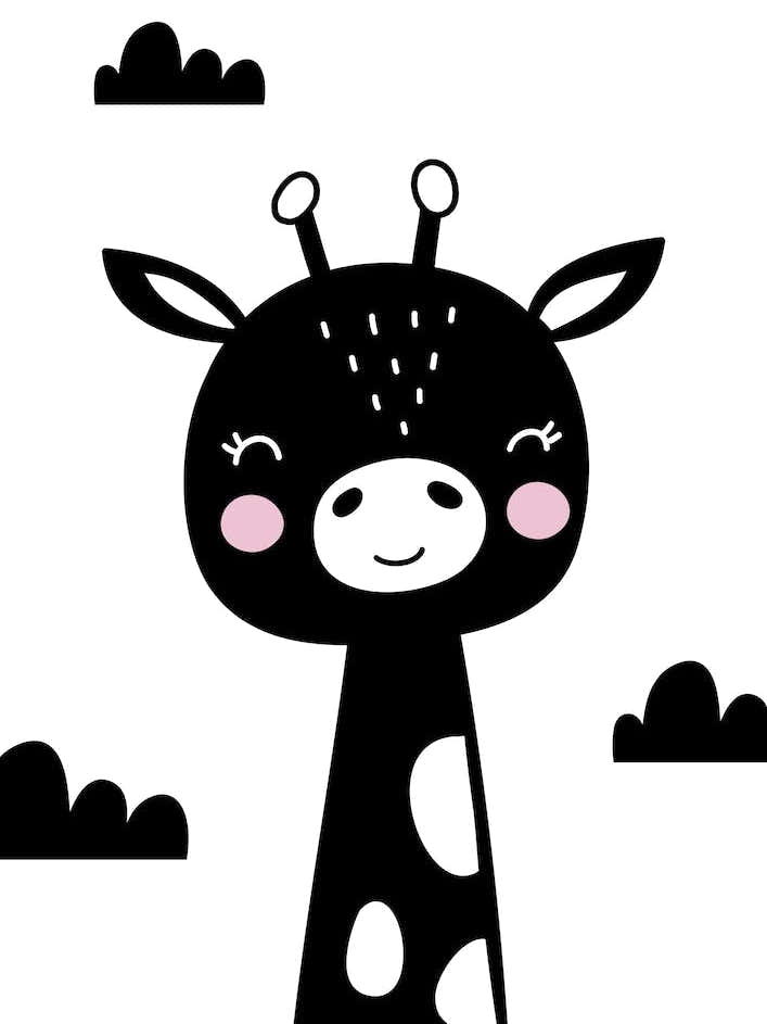 Scandi Black Giraffe With Clouds