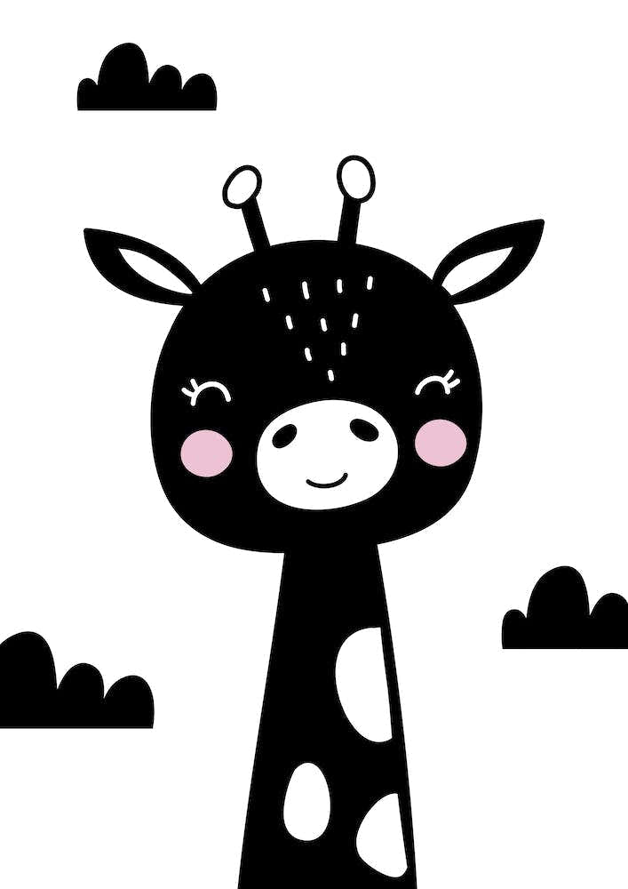 Scandi Black Giraffe With Clouds