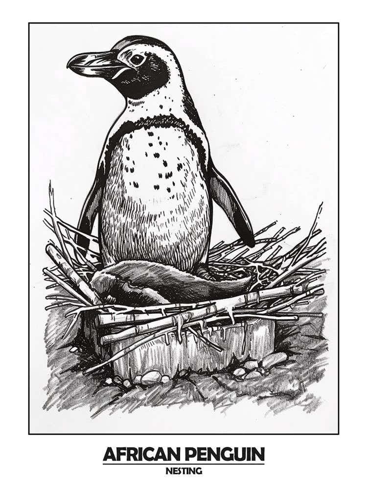 Penguin Nesting Poster