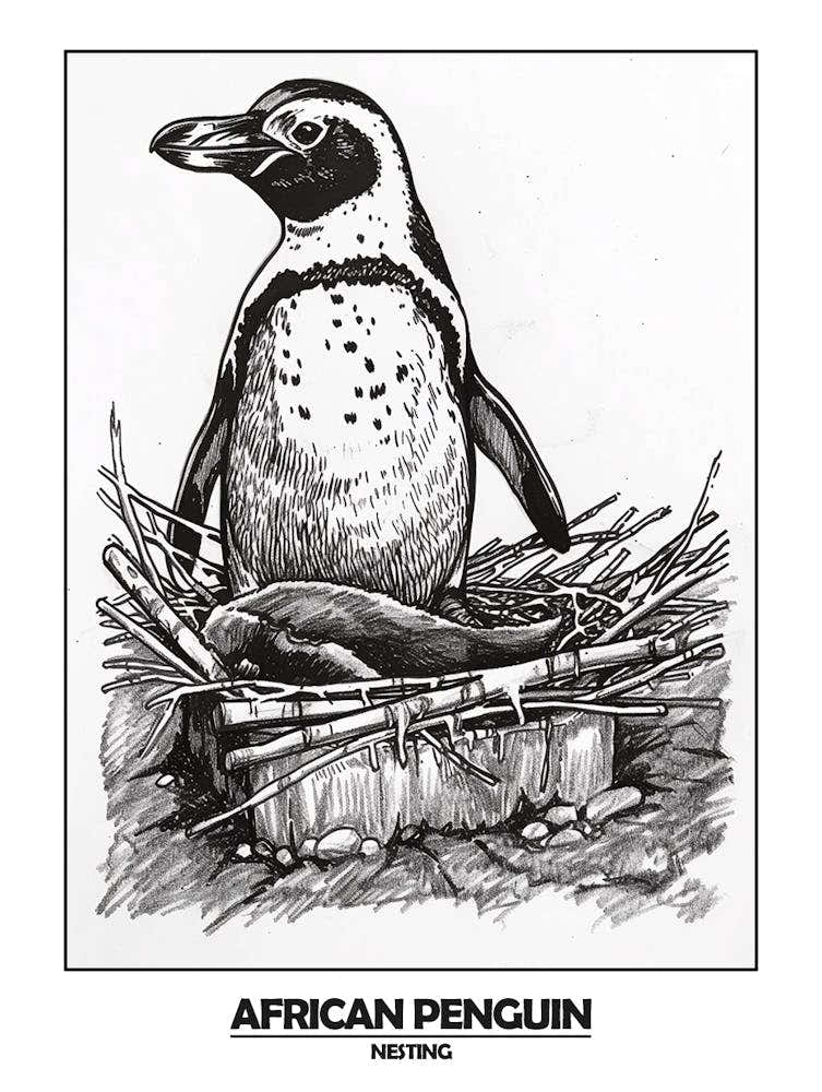 Penguin Nesting Poster