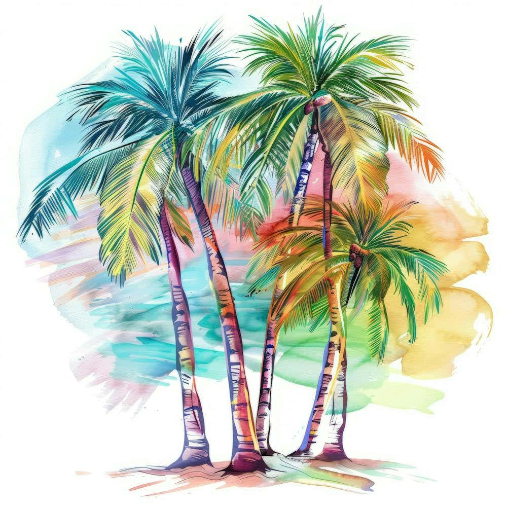 Watercolor Palm Trees 2