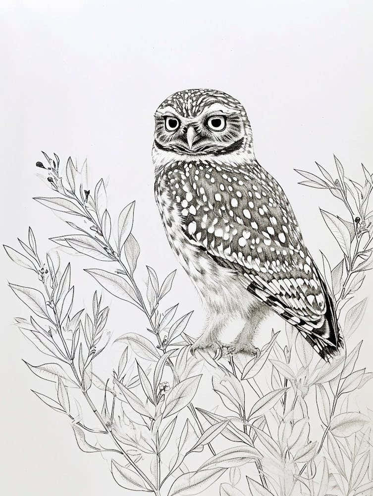 Burrowing Owl Marker Drawing 3