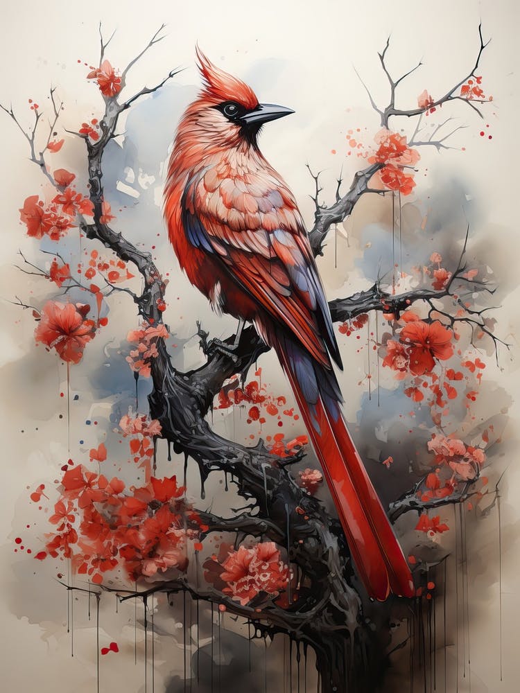 Phoenix, Japanese Brush Painting, Ukiyo E, Minimal 2