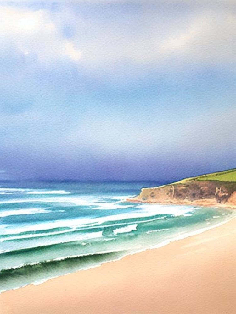 Watergate Bay Beach 2, Cornwall Watercolour