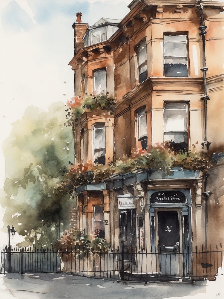 Putney London Neighborhood, Watercolour 3