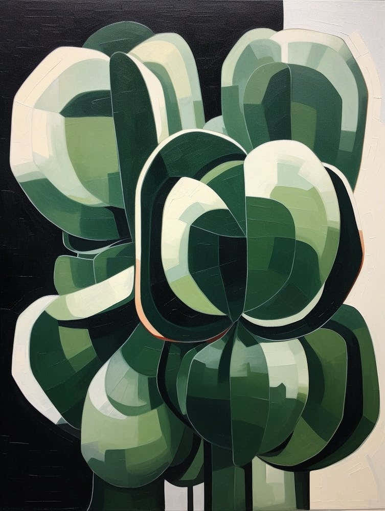 Modern Abstract Cactus Painting Gymnocalycium Cactus 1