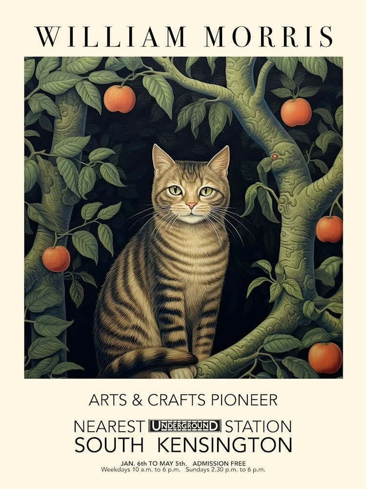 William Morris Print Exhibition Poster Cat Tree