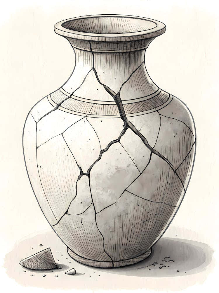 Minimalist Ink Sketch Of Wabi Sabi Inspired Crac