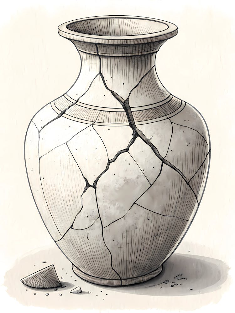 Minimalist Ink Sketch Of Wabi Sabi Inspired Crac