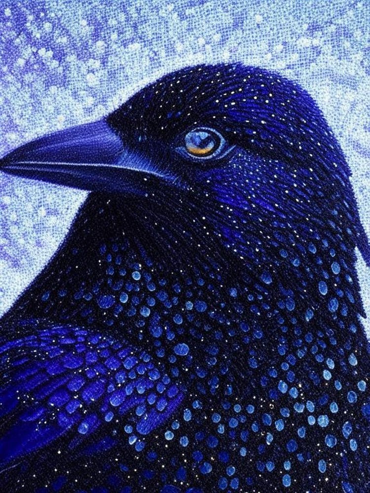 Raven Pointillism Bird