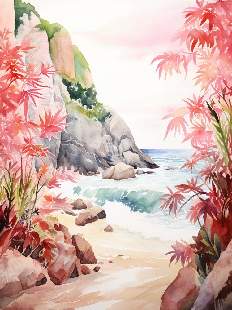 Watercolor Painting Of Pfeiffer Beach, Big Sur California 3