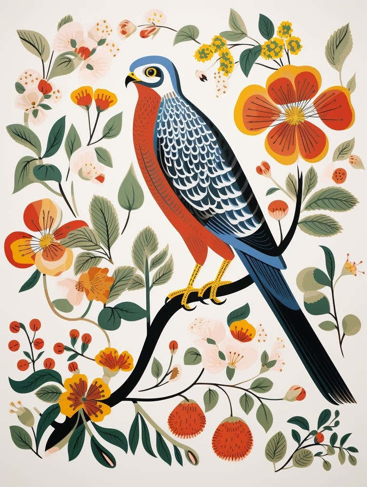 Scandinavian Bird Illustration Eurasian Sparrowhawk 2