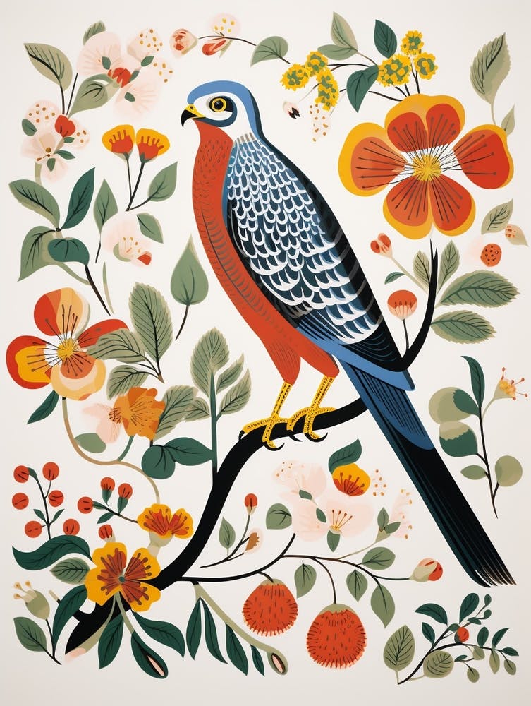 Scandinavian Bird Illustration Eurasian Sparrowhawk 2