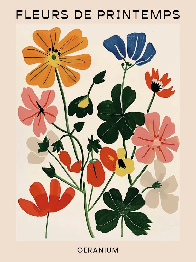 Spring Floral French Poster  Geranium 3